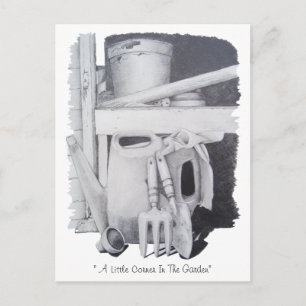 Stillleben zeichnend Gartengeräte für Gärtner Postkarte