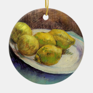 Stillleben Zitronen auf einem Teller von Vincent v Keramik Ornament