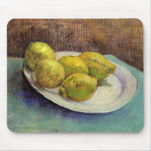 Stillleben Zitronen auf einem Teller von Vincent v Mousepad
