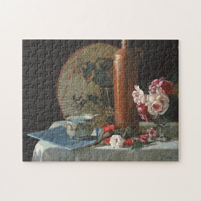 Stilllebenmalerei mit Ventilator und Rose (Horizontal)