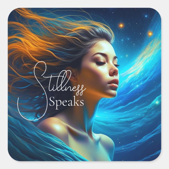 Stillness spricht | Meditation Celestie Art Quadratischer Aufkleber (Vorderseite)