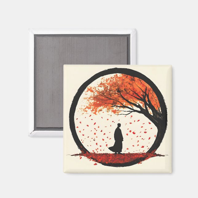 Stillness Zen Circle Herbst Fallende Blätter Magnet (Vorderseite/Rückseite)