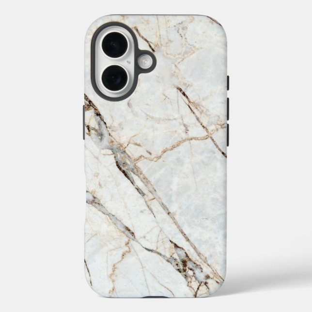 Stilloser, weißer, grauer Marmor Granitstein iPhone 16 Hülle (Rückseite)