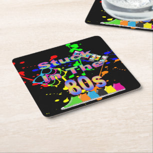 Stillstand im 80er rechteckiger pappuntersetzer