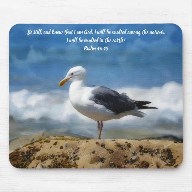 Stillstehender Seevogel Bibelvers Glaube Mousepad (Vorne)