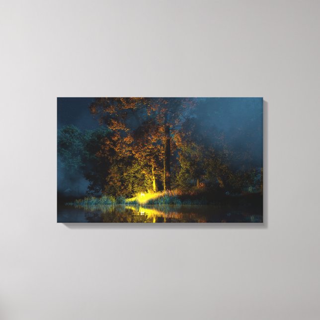 Stillwasser (Herbst/Nacht) Leinwanddruck (Vorderseite)