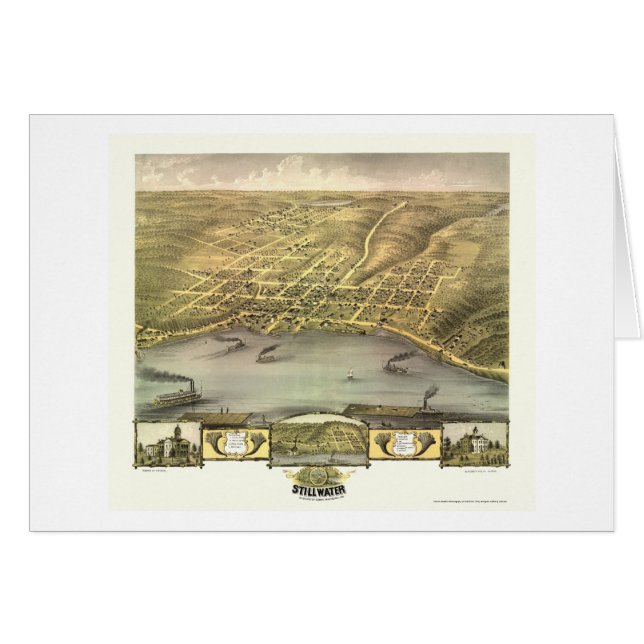 Stillwater, carte panoramique de manganèse - 1870 (Devant horizontal)