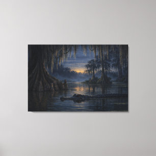 Stillwater Gator   Bayou Wildlife Art   Gespannt  Leinwanddruck