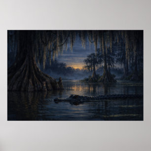 Stillwater Gator   Bayou Wildlife Art   Poster
