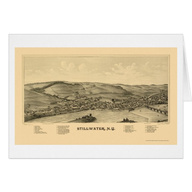 Stillwater, NY panoramische Karte - 1889 (Vorderseite (Horizontal))
