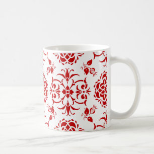 Stilmuster für rote und weiße, florale Damaskus Kaffeetasse