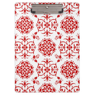 Stilmuster für rote und weiße, florale Damaskus Klemmbrett