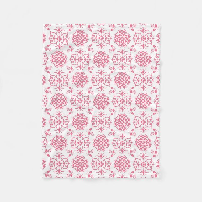 Stilmuster in Rosa und Weiß Fleecedecke (Vorderseite)
