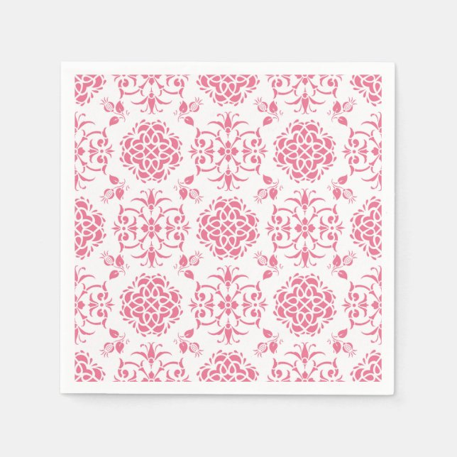 Stilmuster in Rosa und Weiß Serviette (Vorderseite)
