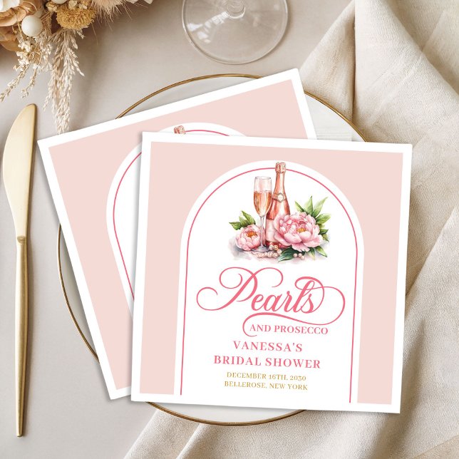 Stilsam personalisierte Servietten Perlen und Pros (Chic personalized napkins pearls and prosecco

)