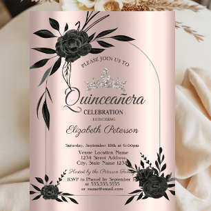 Stilsame dunkle Rosen gothic rose gold Einladung