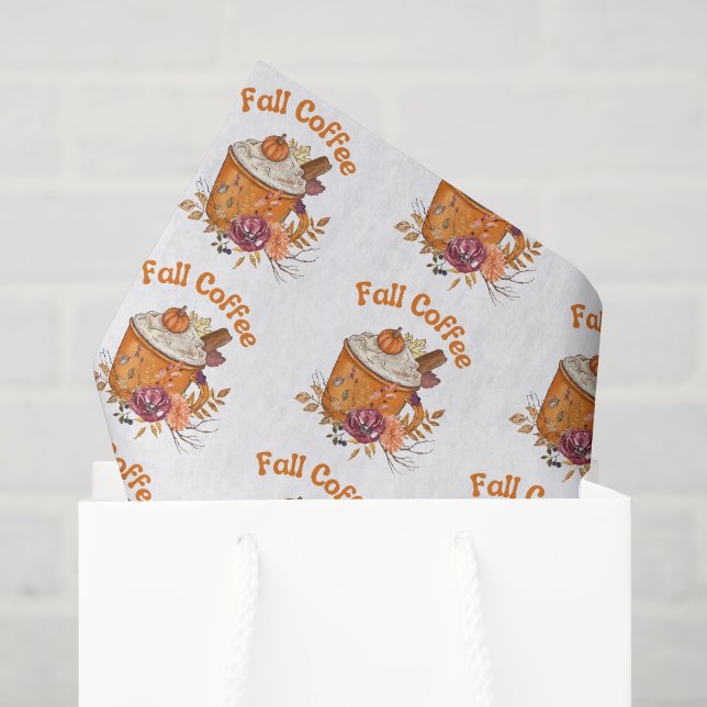 stilsamer Herbst Kaffee Orange Muster Seidenpapier (Geschenktüte)
