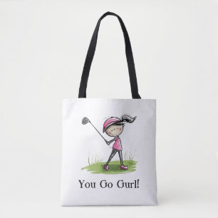 Stilschauen: Cartoon Frau Golfer Cartoon Tasche