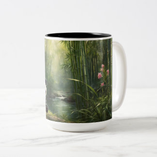 Stilschlampe - Charmantes Panda im Bambuswald Zweifarbige Tasse