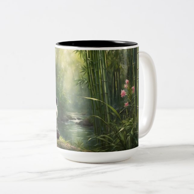 Stilschlampe - Charmantes Panda im Bambuswald Zweifarbige Tasse (VorderseiteRechts)