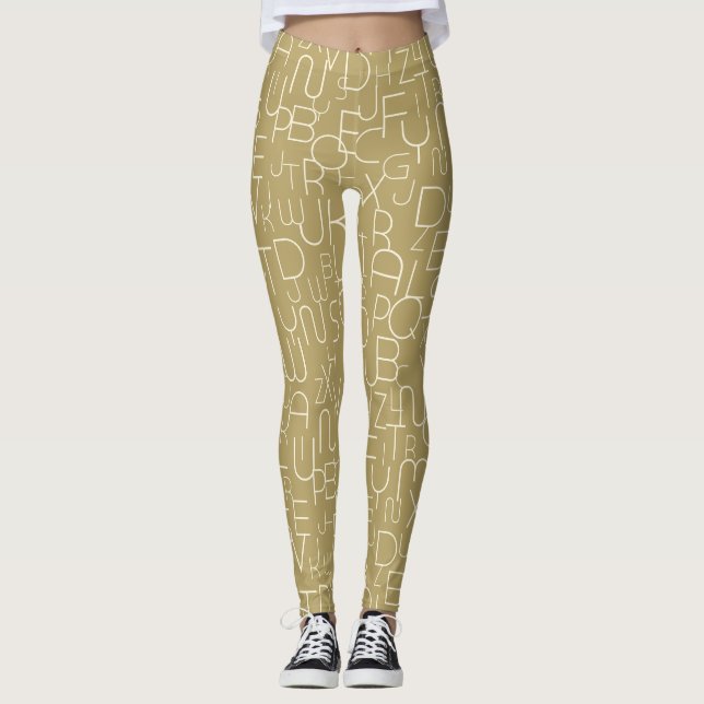Stilschreiben in Beige und Weiß Leggings (Vorderseite)