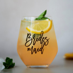 Stilschrift "Bridesmaid" Personalisiert Weinglas Ohne Stiel