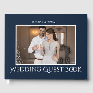 Stilsich Blau Weiße Foto Hochzeit Gästebuch