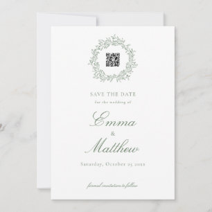 Stilsich Elegante Wiesenwildblumen in Grün und Wei Save The Date