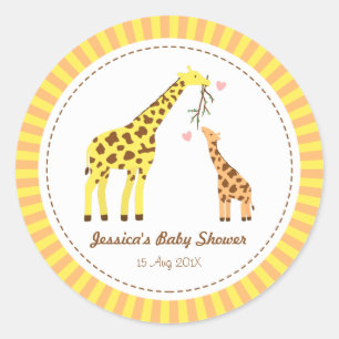 Stilsich farbenfrohe Giraffenbaby-Babyparty Runder Aufkleber
