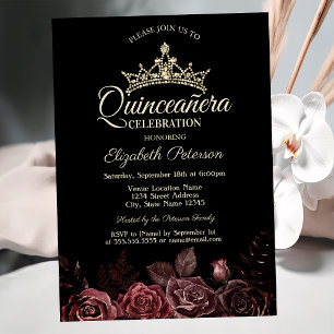 Stilsich rote Rosen gothic Quinceañera Einladung
