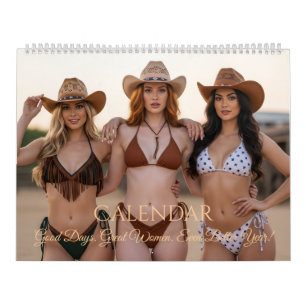 Stilsichere Frauen in Cowboyhüten und Western-Szen Kalender