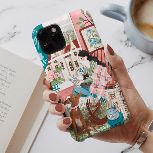 Stilsichere Frauen rosa achtsame Hausillustratione Case-Mate iPhone Hülle