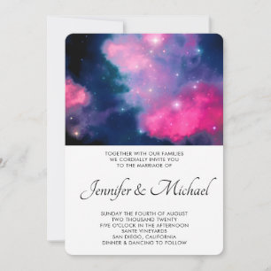 Stilsichere Pink- und Blaue Galaxie Sterne Abstrak Einladung