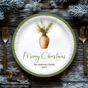 Stilsicherer Bohemian Botanischer Weihnachtsstrauß Pappteller
