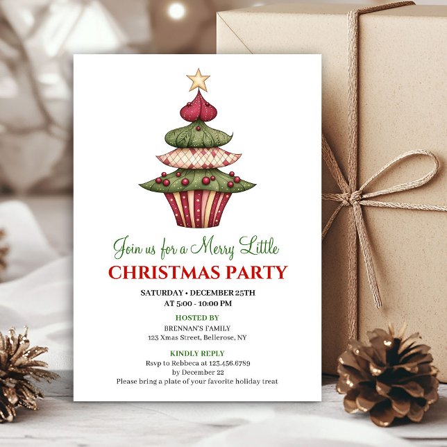 Stilsvolle Designer-Weihnachtsbaum-Dinnerfeier Einladung (Stylish designer Christmas tree dinner celebration)