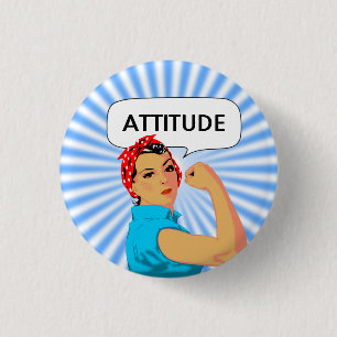 Stilsvolle Vintage-Frau & editierbarer Attitude-Te Button