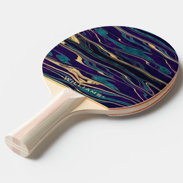 Stilvergoldetes abstraktes Marmorbild Tischtennis Schläger (Vorderseite)