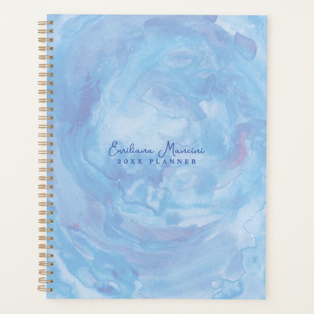 Stilvoll Abstrakter Blue Whirl Art Planner Planer (Vorderseite)
