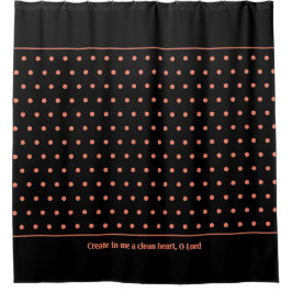 Stilvoll anpassbarer SALMON Polka Dot Black Duschvorhang