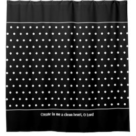 Stilvoll anpassbarer WHITE Polka Dot Black Duschvorhang