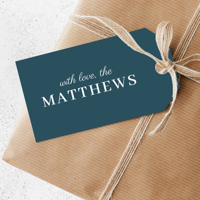 Stilvoll Aquamarin | Modern Minimal Trendy Blue Na Geschenkanhänger (Custom “with love” tags for year round elegant wrapping and gifting)