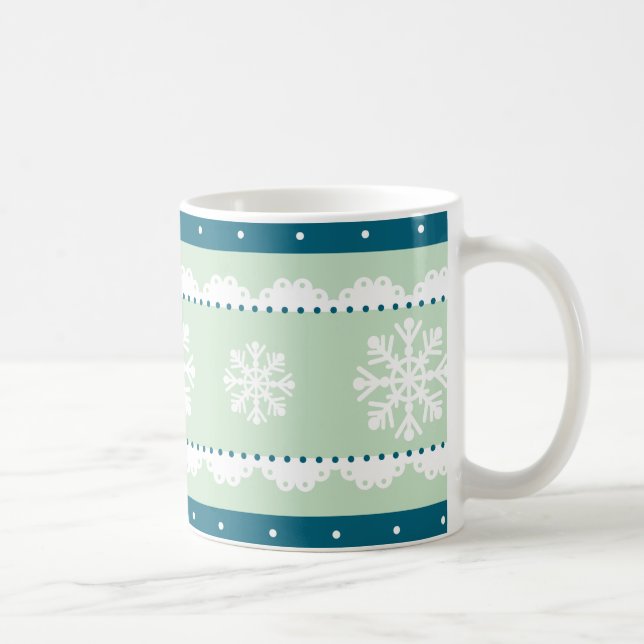 Stilvoll Aquamarines blaues Weihnachtsmuster Kaffeetasse (Rechts)
