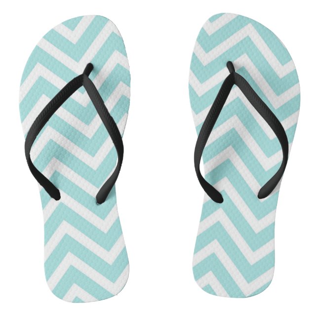 Stilvoll Aquamarines blaues Zickzack Muster Flip Flops (Fußbett)