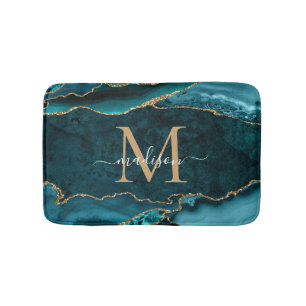 Stilvoll Aquamarines Green Gold Agate Geode Chic M Badematte