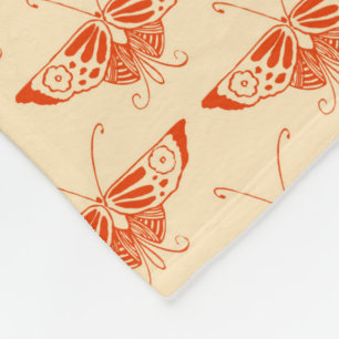 Stilvoll Art-Deco-Schmetterling - Mandarine Orange Fleecedecke