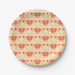 Stilvoll Art-Deco-Schmetterling - Mandarine Orange Pappteller