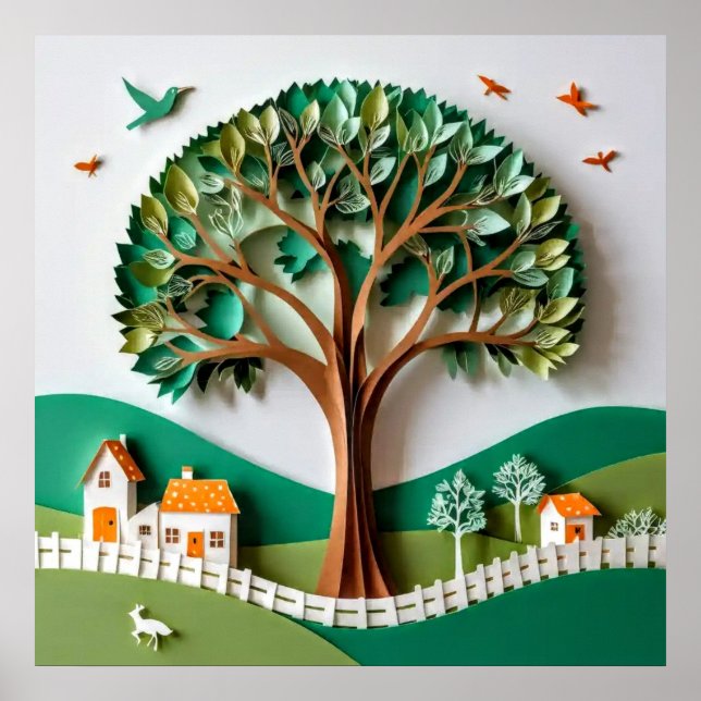 Stilvoll Baum #3 Decorative Wall Art Poster (Vorne)
