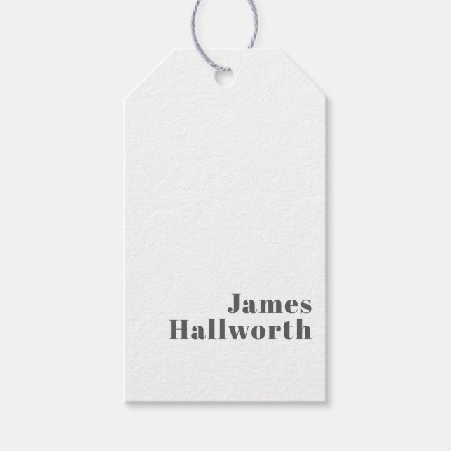 Stilvoll bearbeitbarer Retro Moderner Text | Grau Geschenkanhänger (Vorderseite)