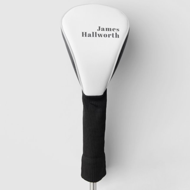 Stilvoll bearbeitbarer Retro Moderner Text | Grau Golf Headcover (Vorderseite)