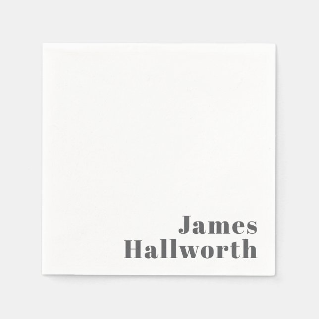 Stilvoll bearbeitbarer Retro Moderner Text | Grau Serviette (Vorderseite)